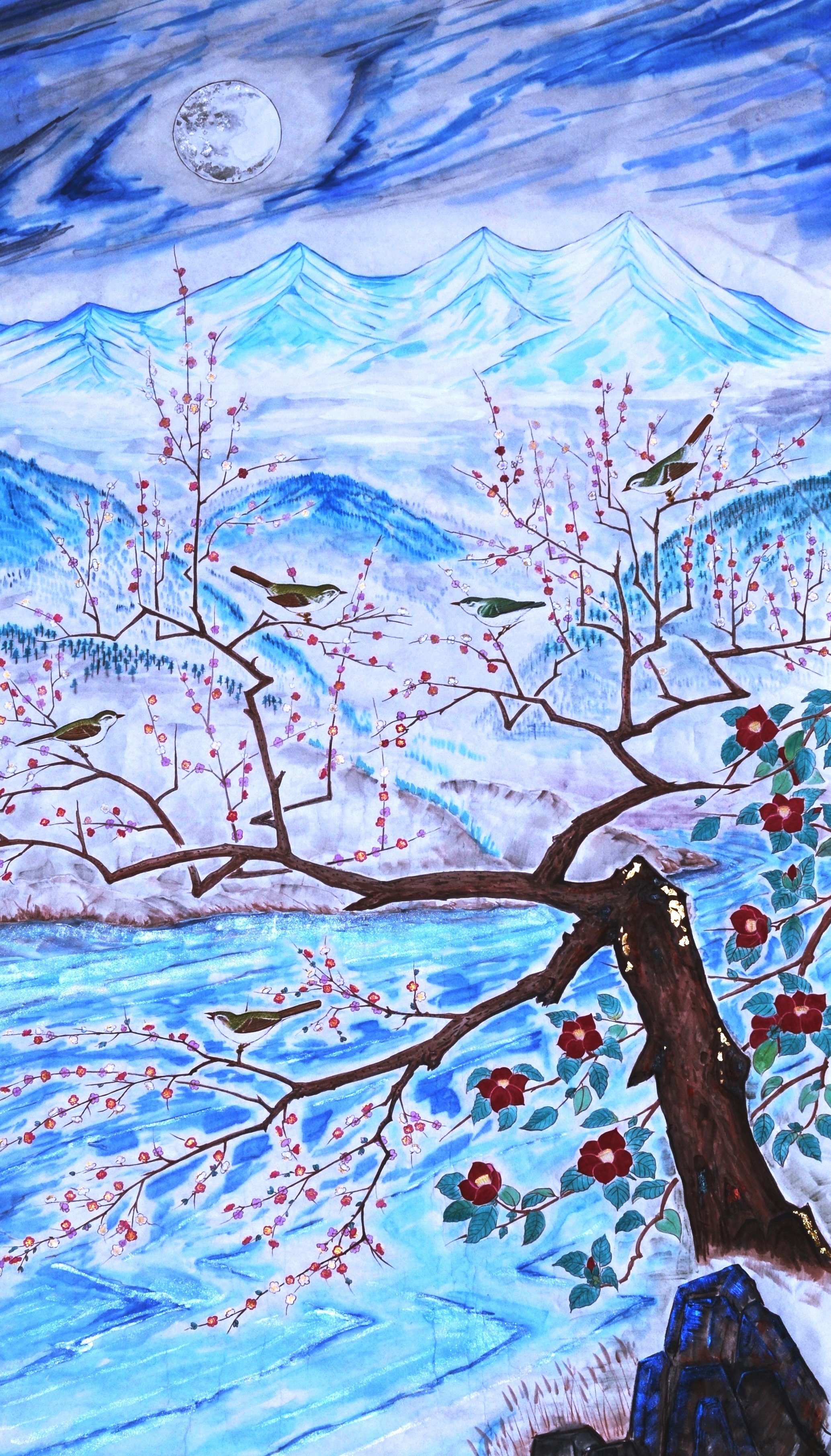 絵画　『蒼』 水彩画 夕陽に染まる白鳥 絵画 makochin 通販 19329121｜Creema